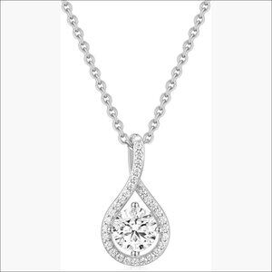 925 Sterling Silver Pendant Necklace with 1.25CT Cubic Zirconia
